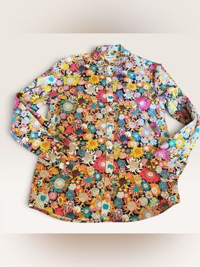 Tunevuse Men’s Small Floral Button Down Shirt Colorful Long Sleeve Regular Fit